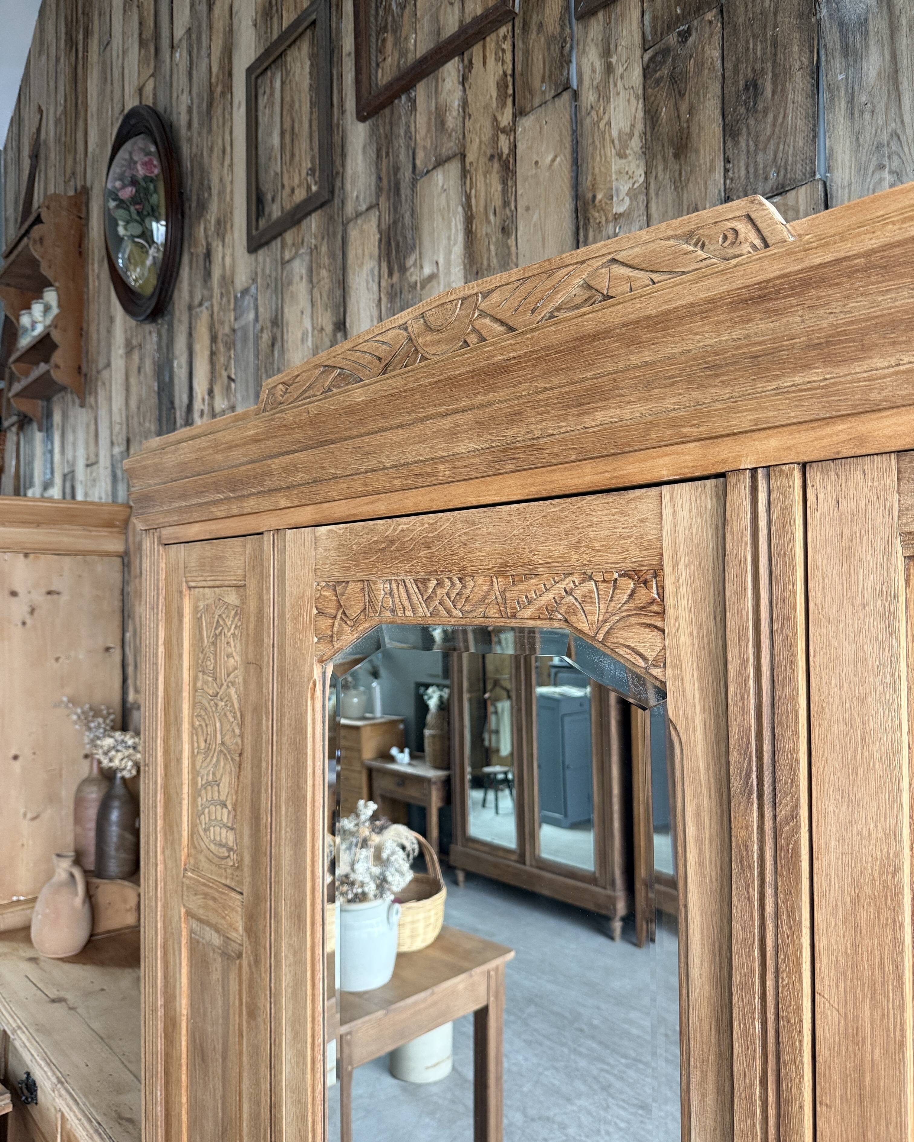 Large Art Deco oak wardrobe (renovated)