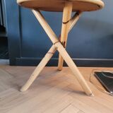Vintage side table, end table with faux leather top