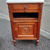 Solid oak and marble bedside tables