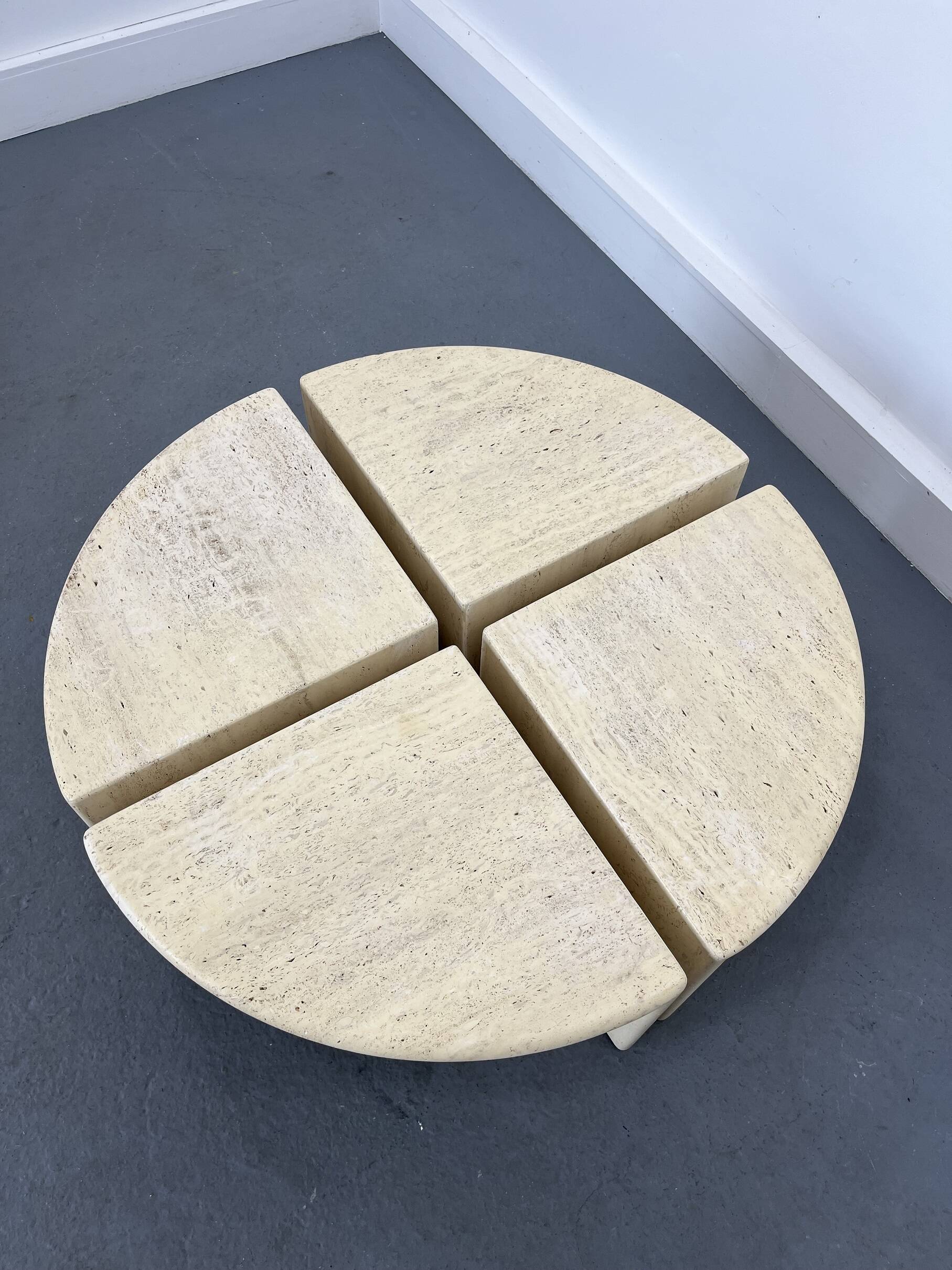 Italian Travertine Coffee or Side Tables, 1970s, Set of 4