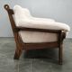 Brutalist Solid Oak and Bouclé Three-Seat Sofa, Czechoslovakia 1970s