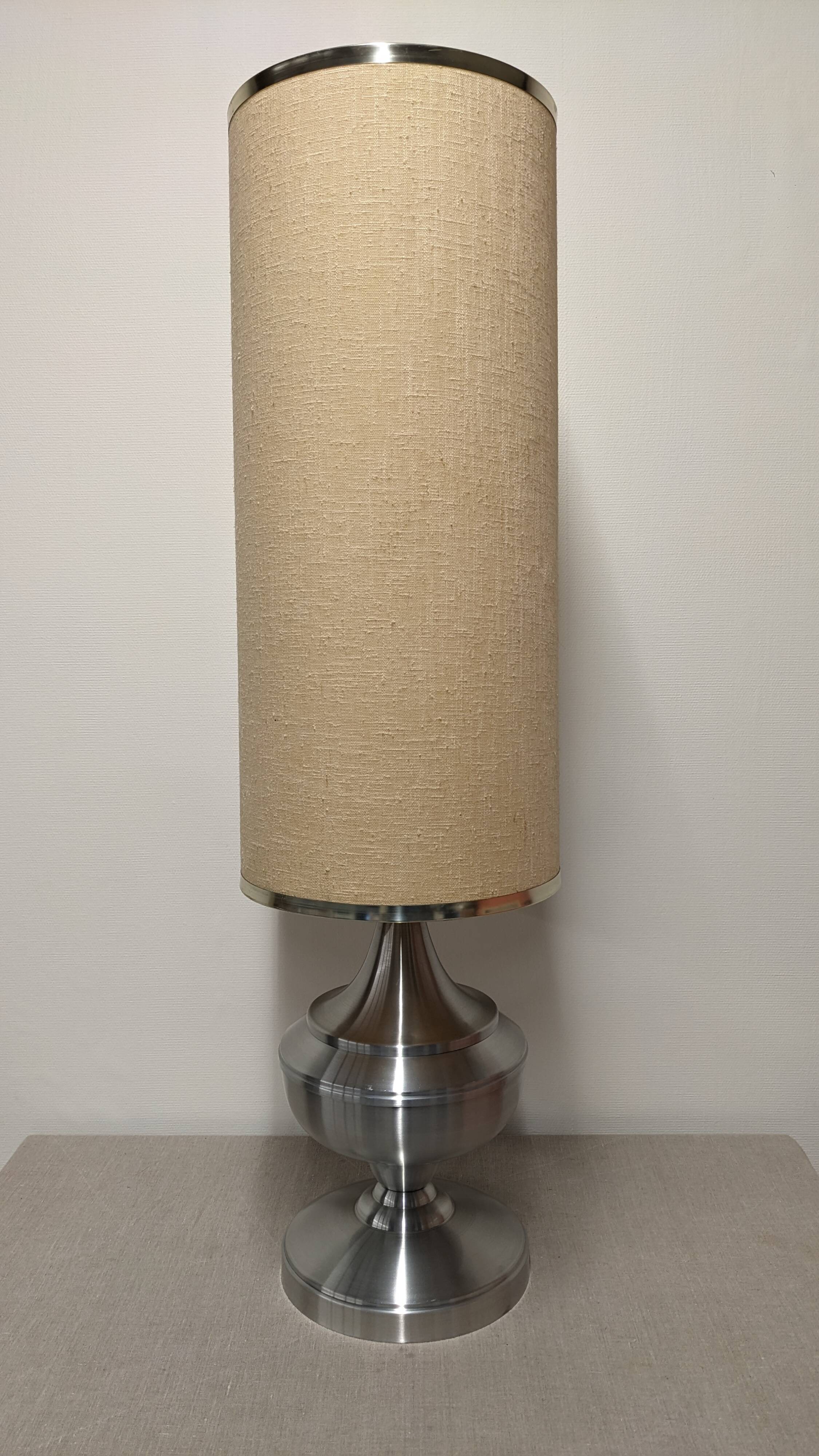 Space age XL living room lamp in brushed aluminium, France circa 1970.