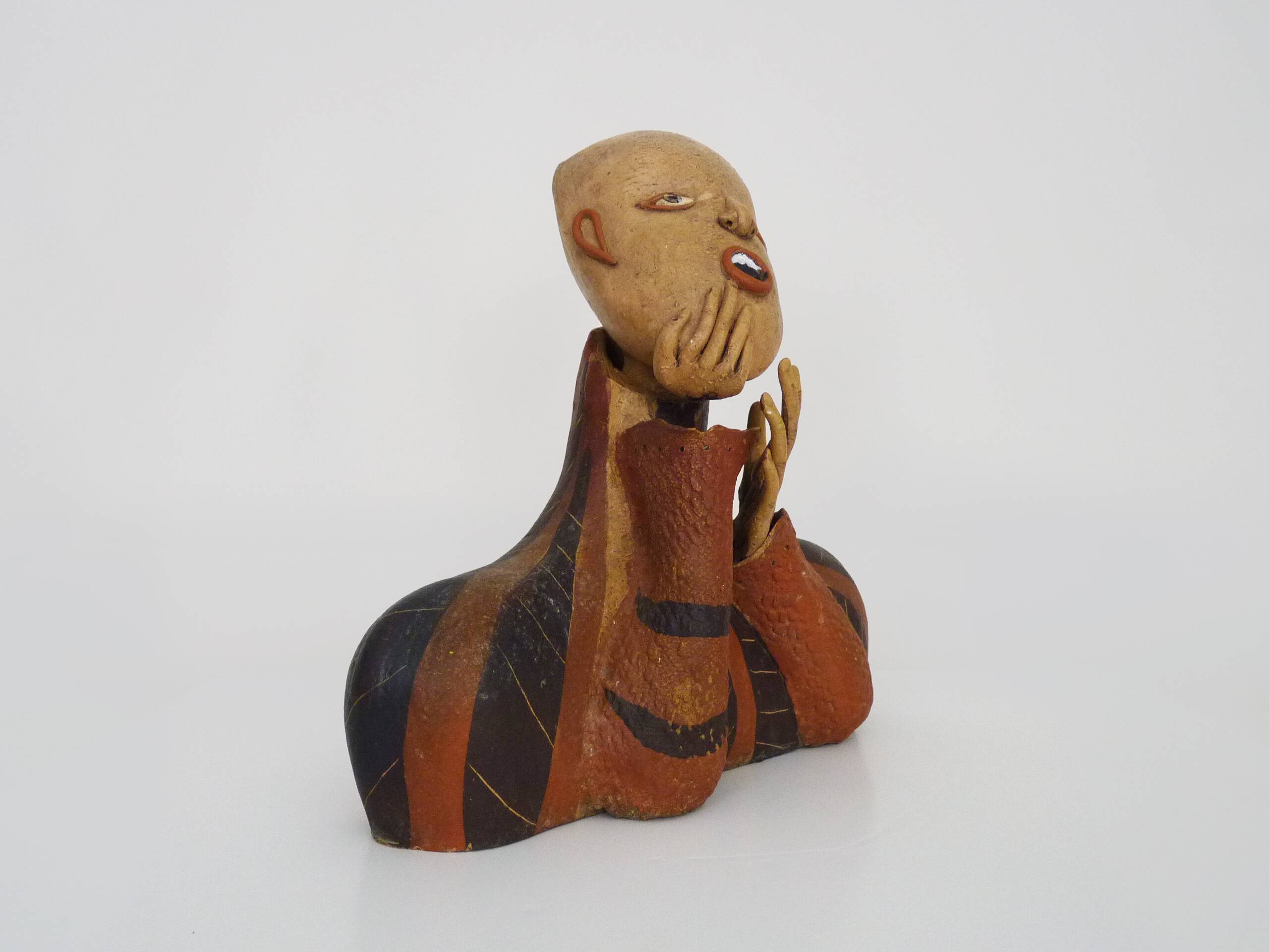 Polychrome terracotta bust sculpture