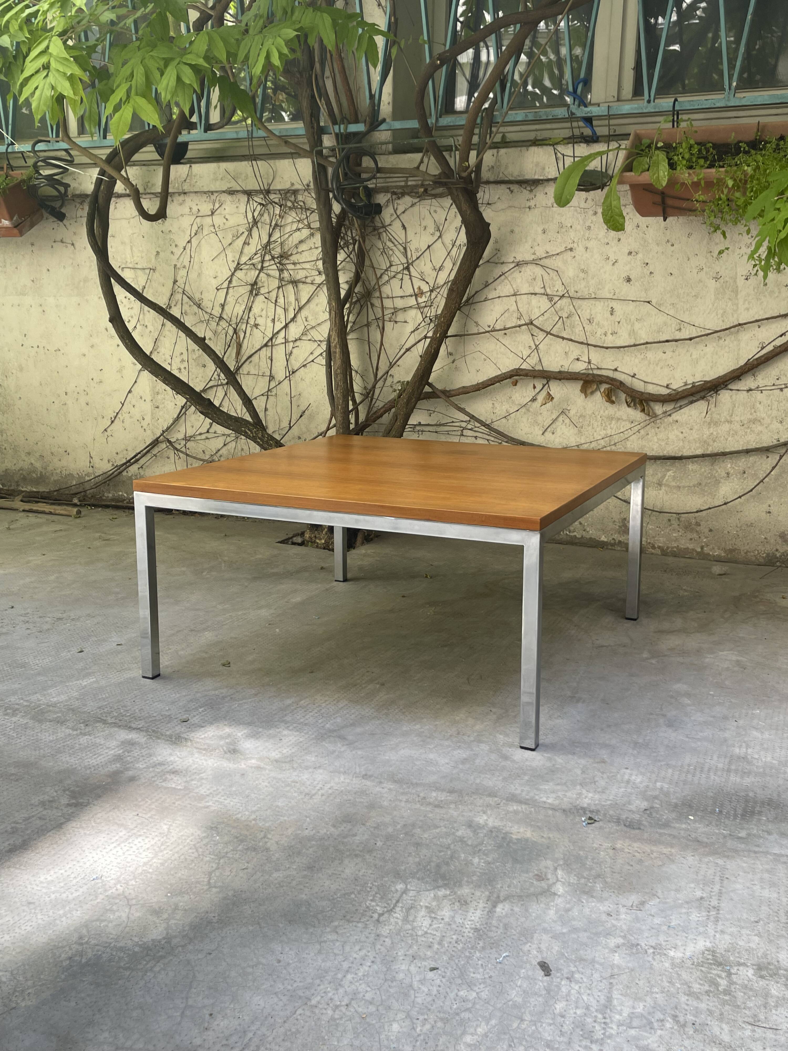 Coffee table in chrome and teak, 1960