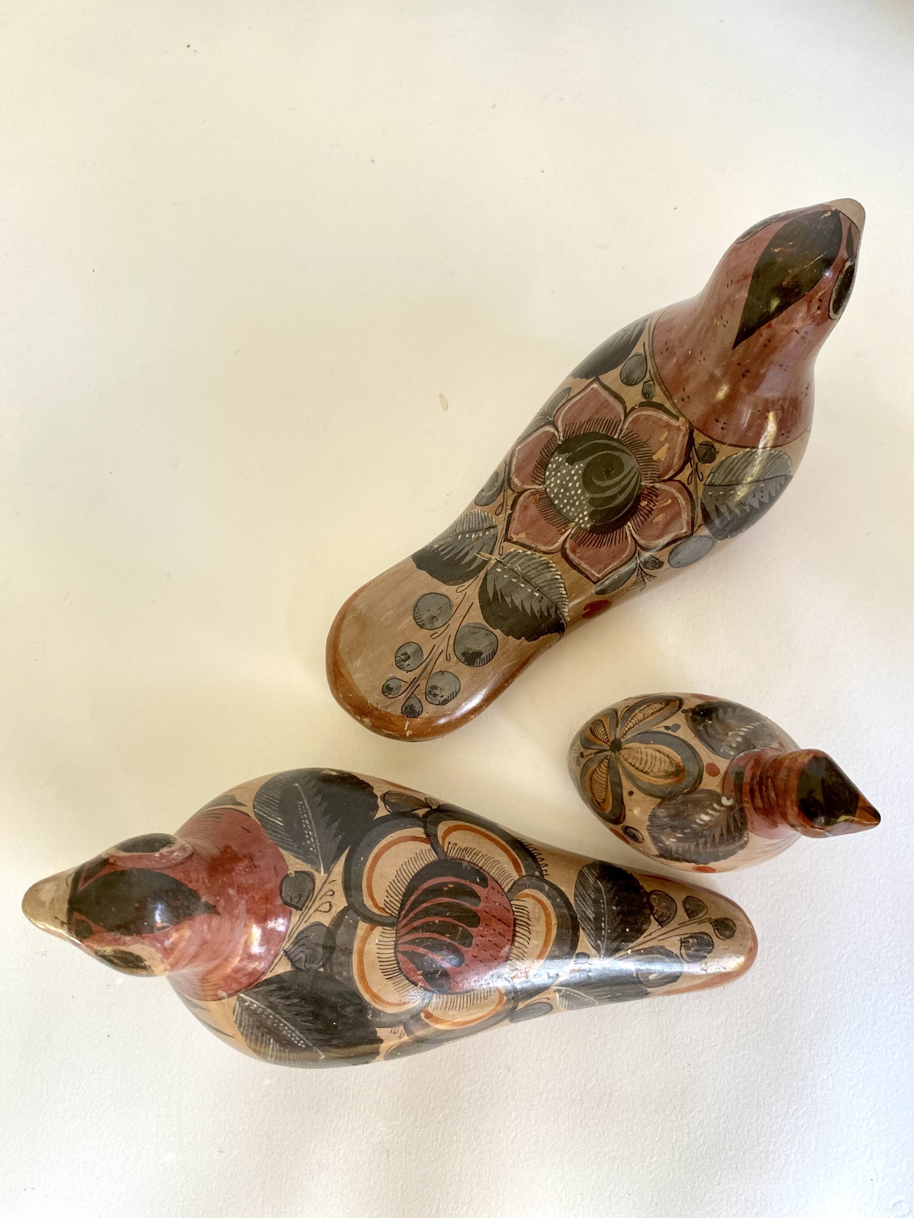 Tonala bird trio, Mexican ceramic