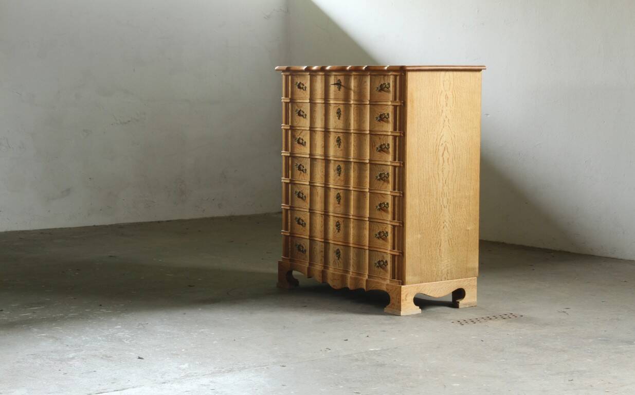 Vintage Mid-century Baroque Style Danish High Boy Brutalist Dresser 1960s