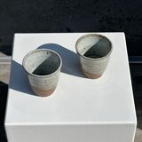 Set of 2 cups in Indonesian ceramic (brown & speckled glazed matte)