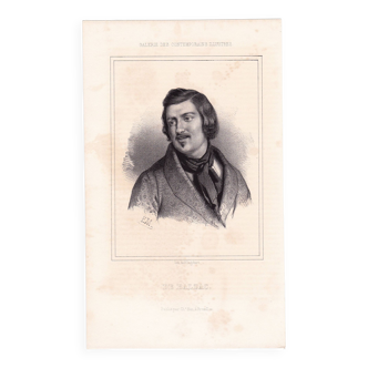 19th Century Lithograph 1842 Honoré de Balzac Literature Writer