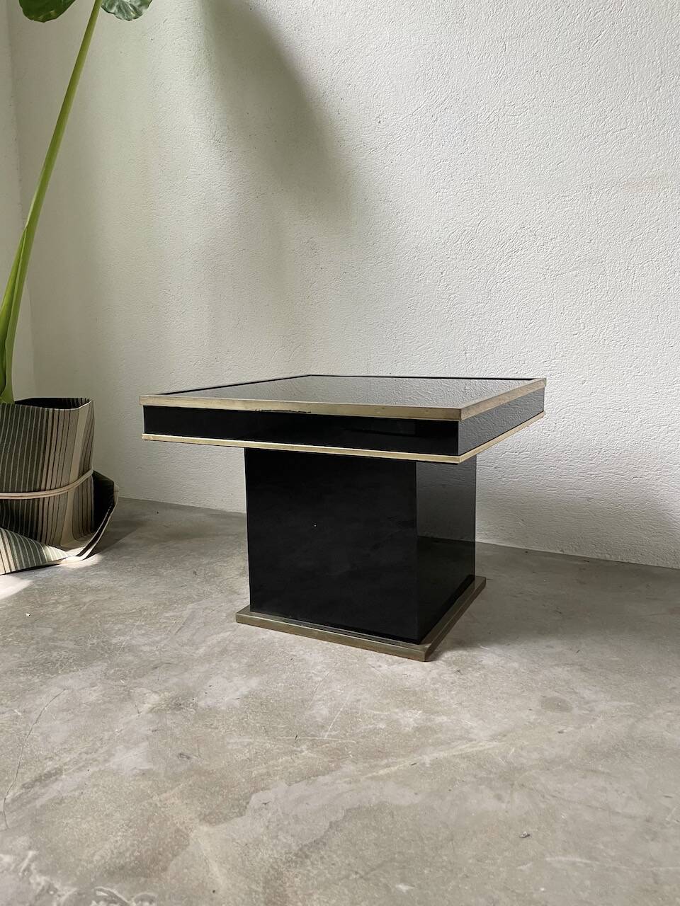 Black lacquer and brass console coffee table