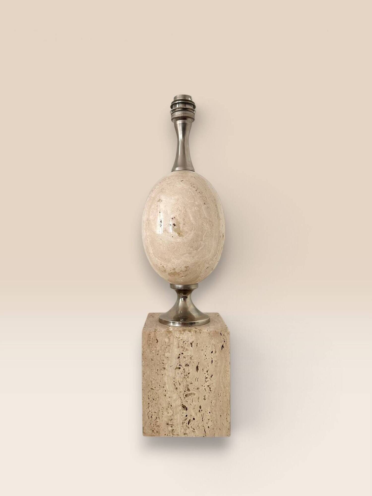 Travertine lamp by Philippe Barbier