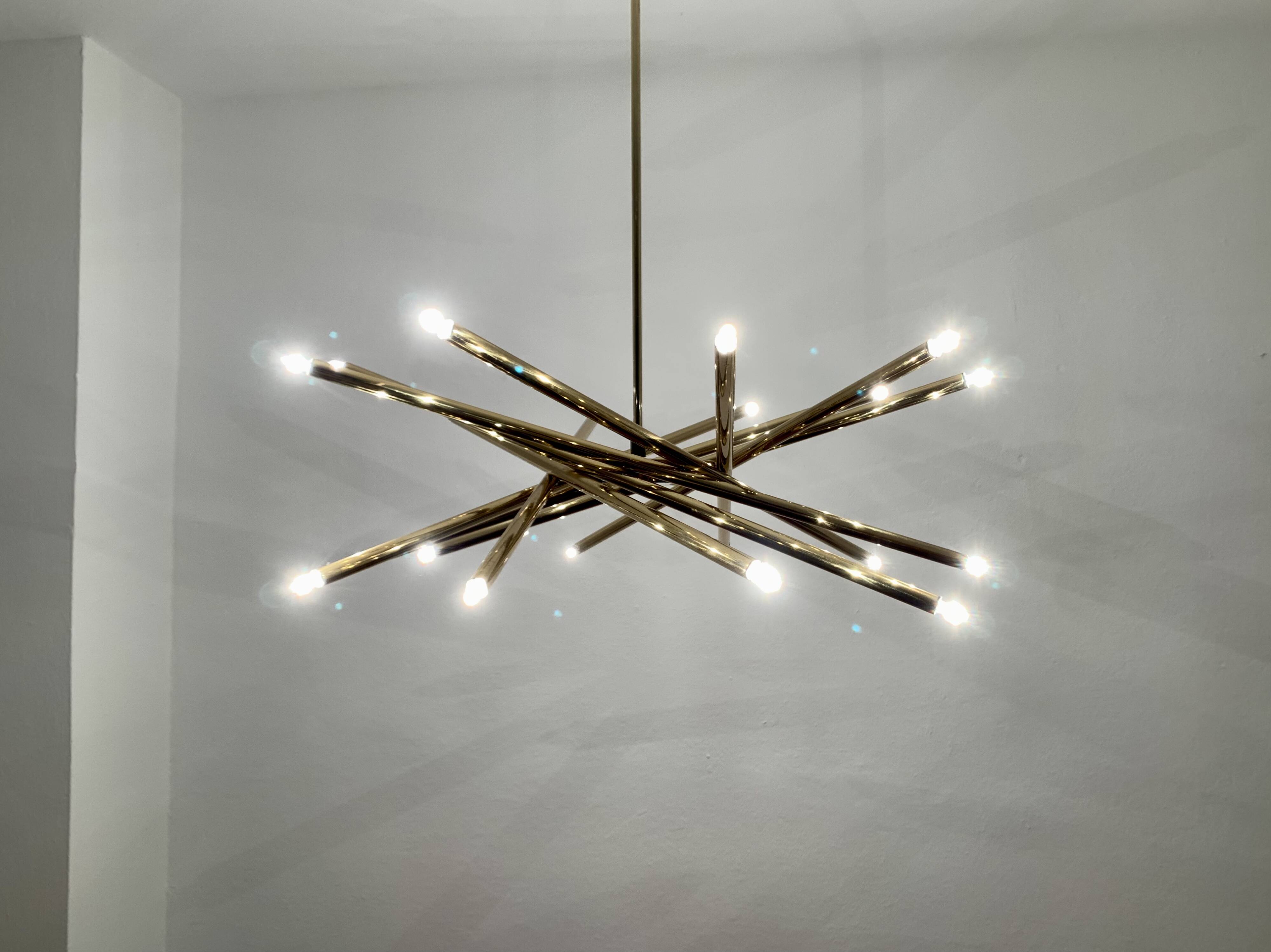 Holywood Regency Brass Chandelier