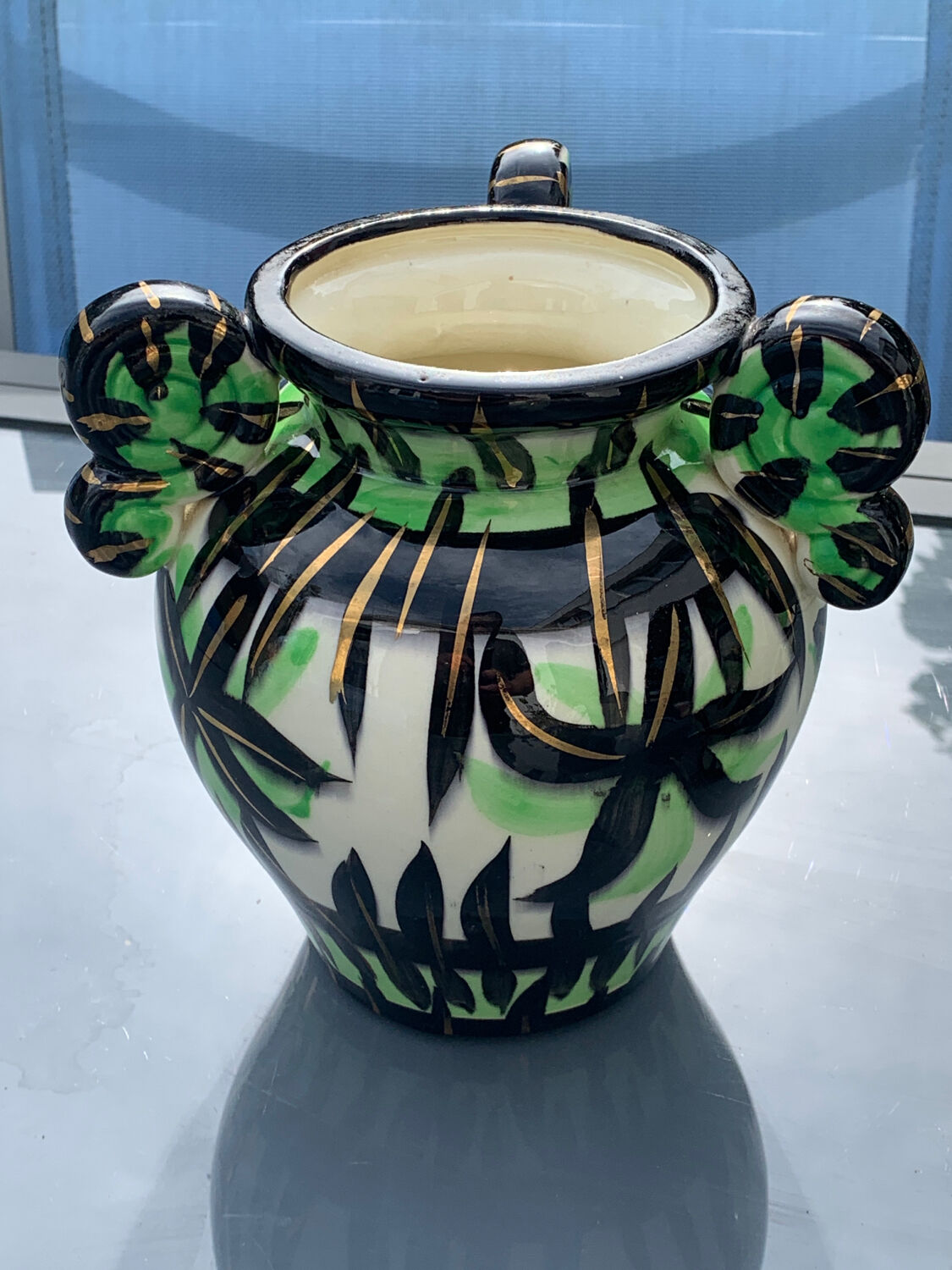 Pair of vases Vallauris decoration hand 561 signed