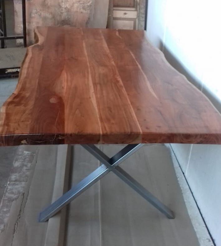 Table with raw solid top