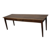 Grande table de salle à manger rustique en vieux orme du 19ème siècle français.