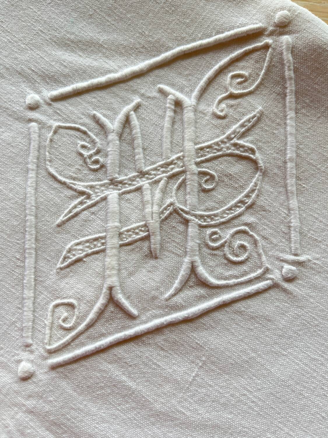 Large antique monogrammed flat sheet
