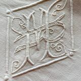 Large antique monogrammed flat sheet