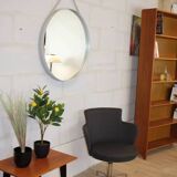 Miroir HAY Ø70 cm à sangle, cadre métal mastic, style scandinave minimalist