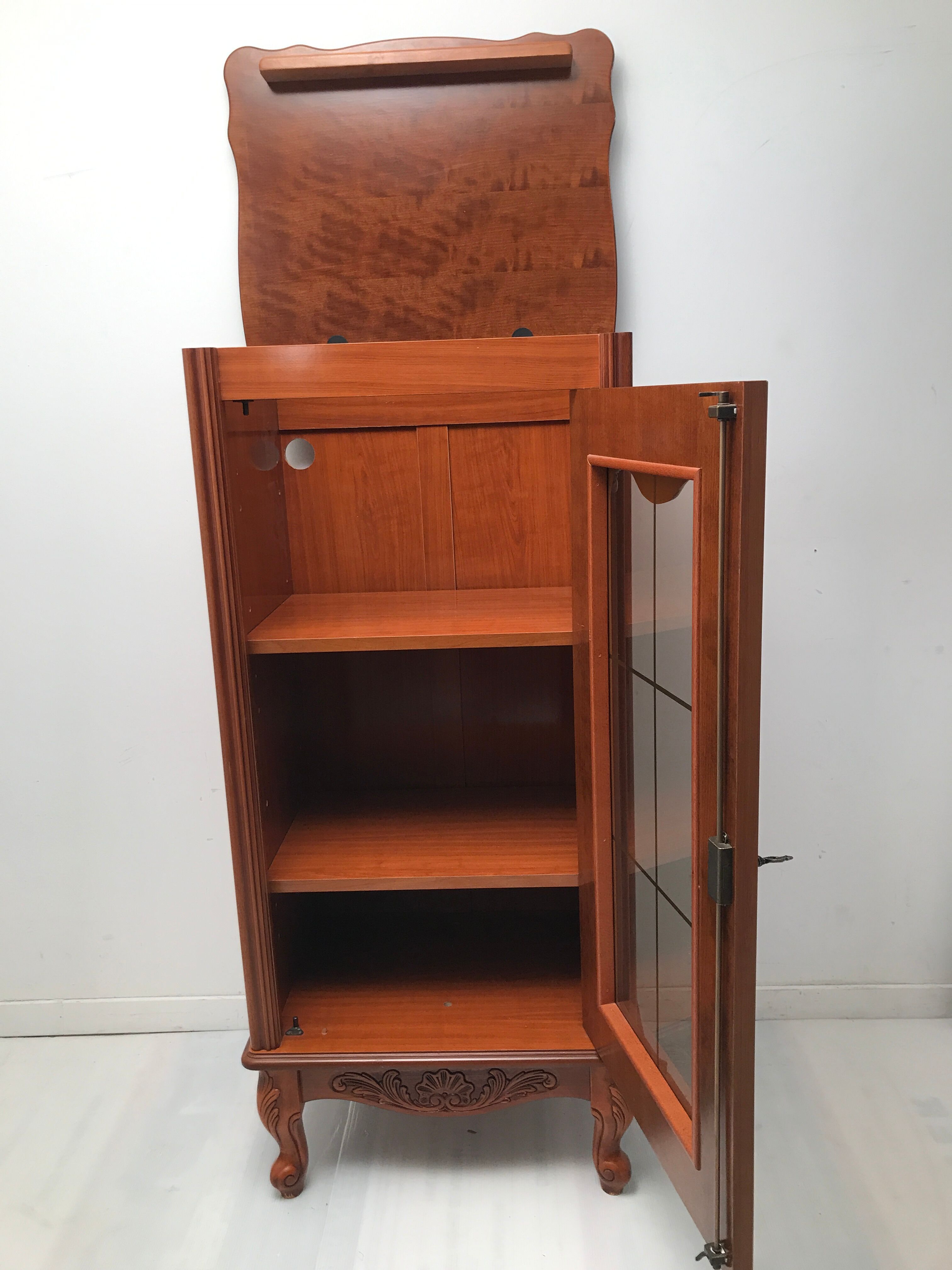 Hifi furniture with vintage wooden glass door