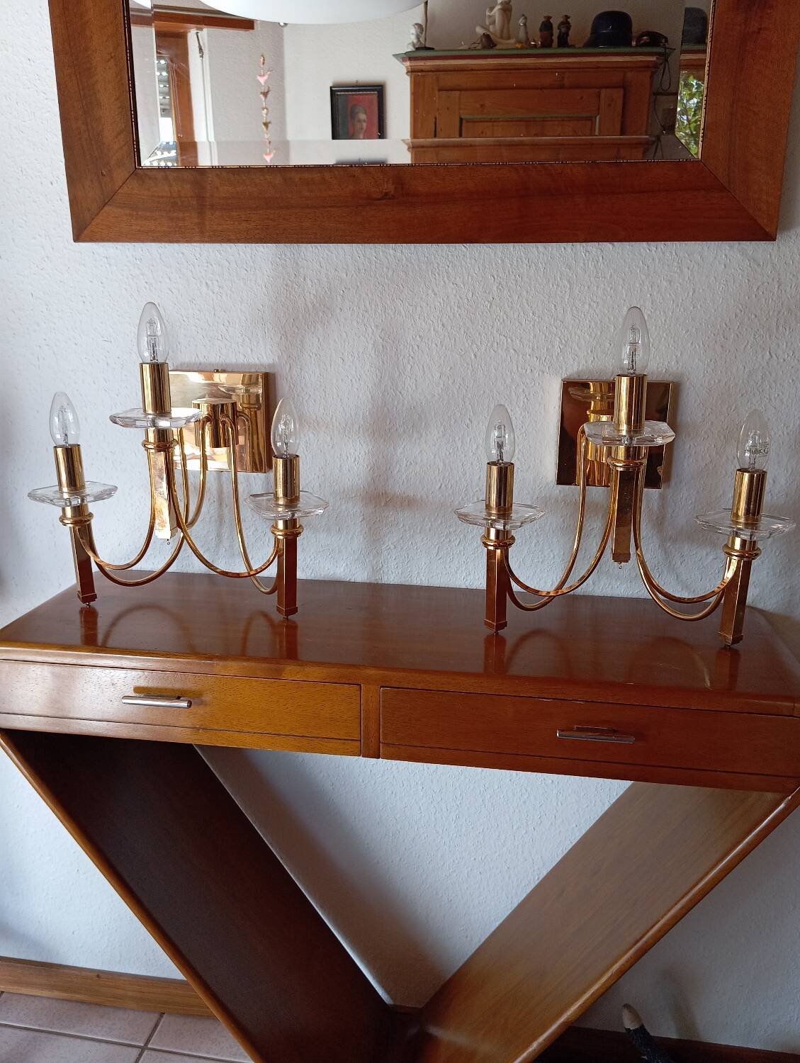 Brass wall lights