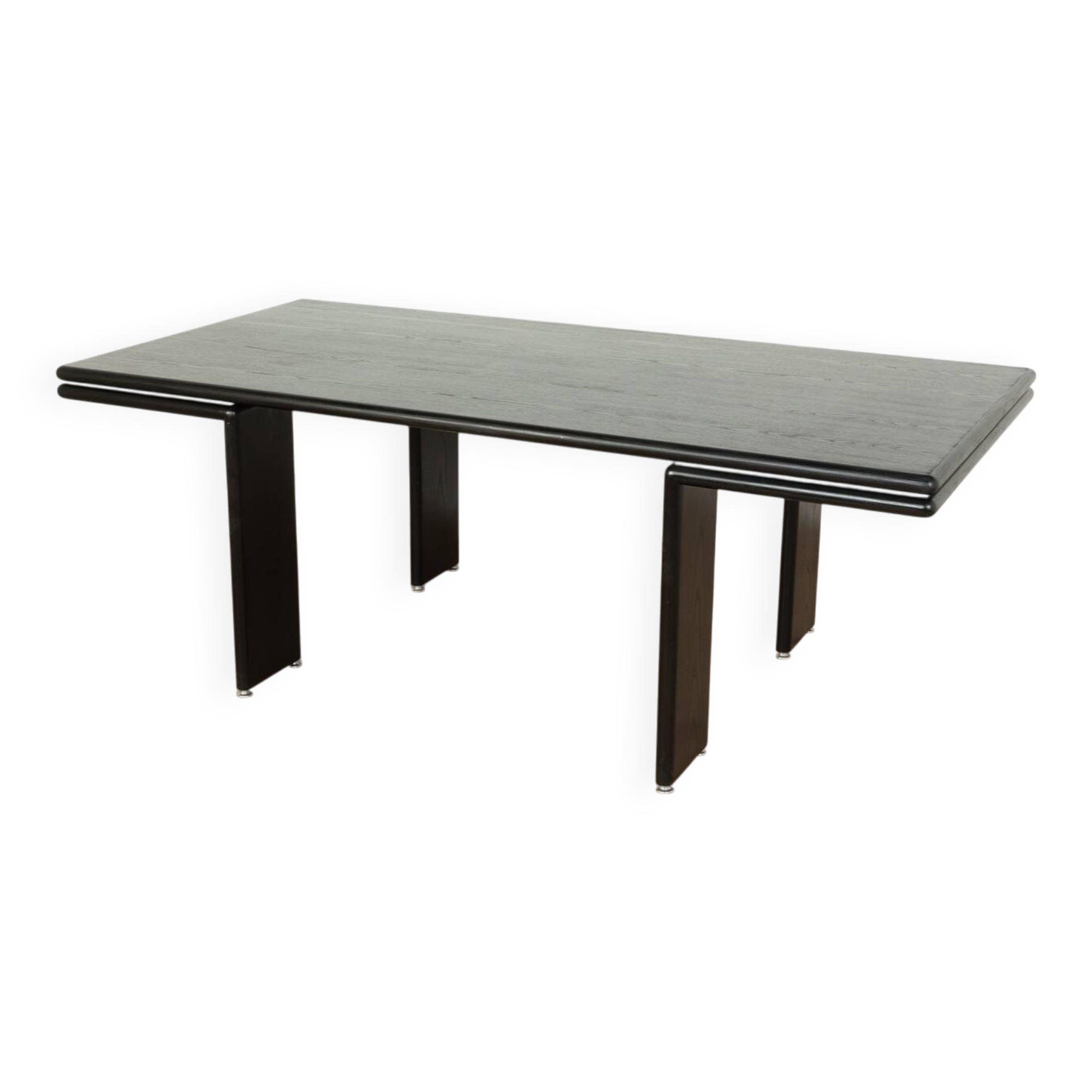 Postmodern desk from the 1980s in black stained ash veneer