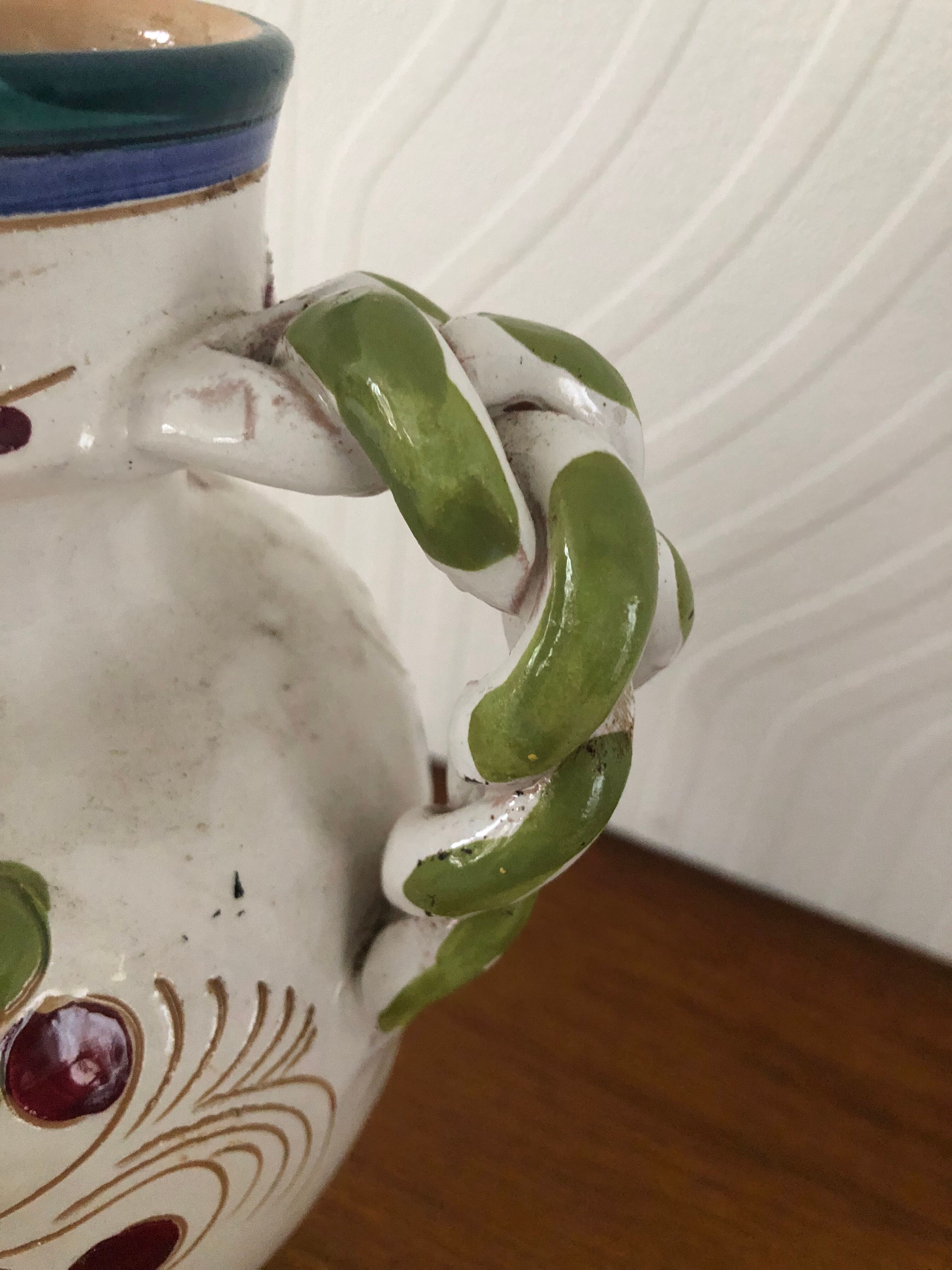 Italian majolica ceramic pitcher / jug signed