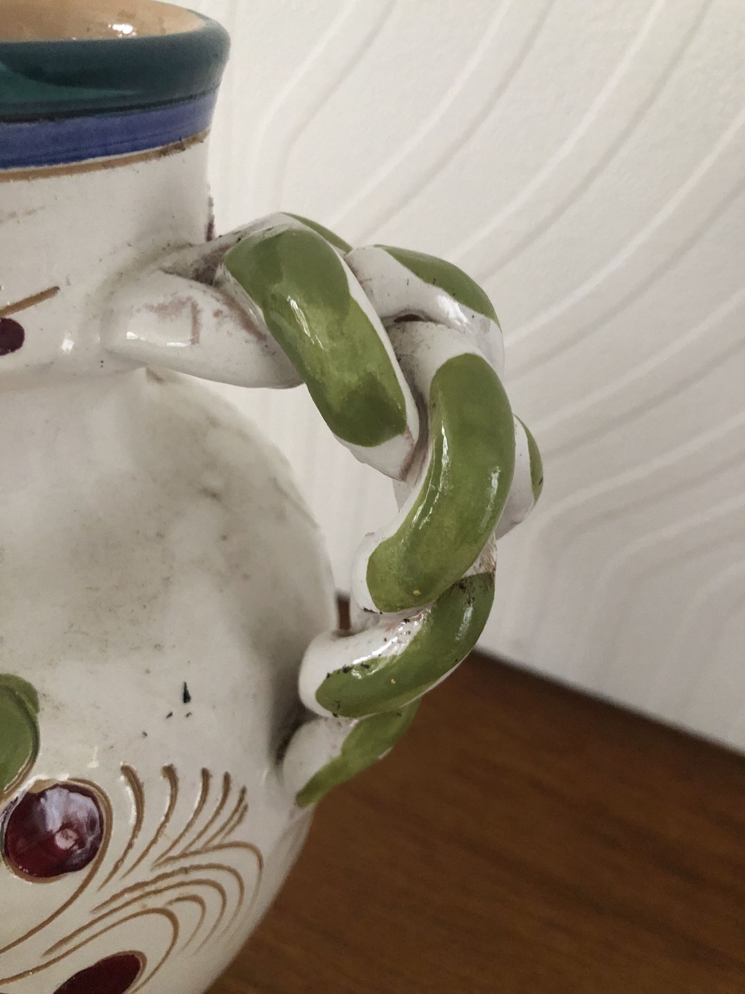 Italian majolica ceramic pitcher / jug signed