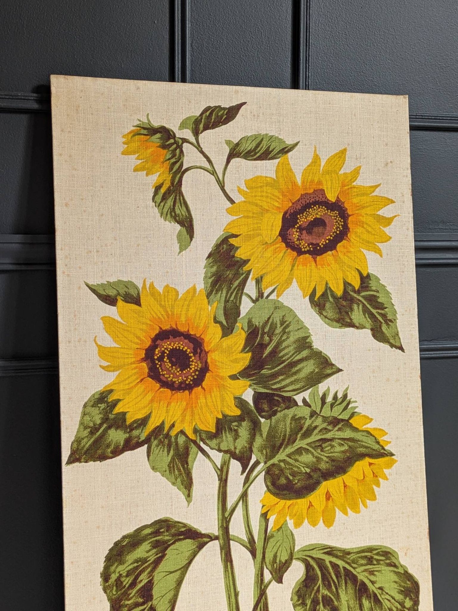Vintage painting on linen "The Sunflowers" by Irmgard Gutsche 60s/70s