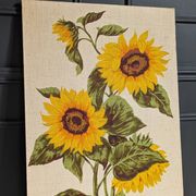 Vintage painting on linen "The Sunflowers" by Irmgard Gutsche 60s/70s