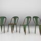 Lot de 4 chaises vertes vintage modèle A de Tolix, France, années 1950