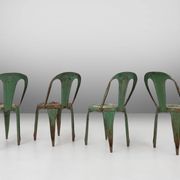Set of 4 Vintage green Model A Chairs from Tolix, France, 1950s