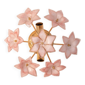 Lovely Murano Vintage Ceiling Light Pink Flowers, 1970s