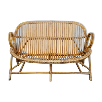 Rattan bench 2 seats 1950