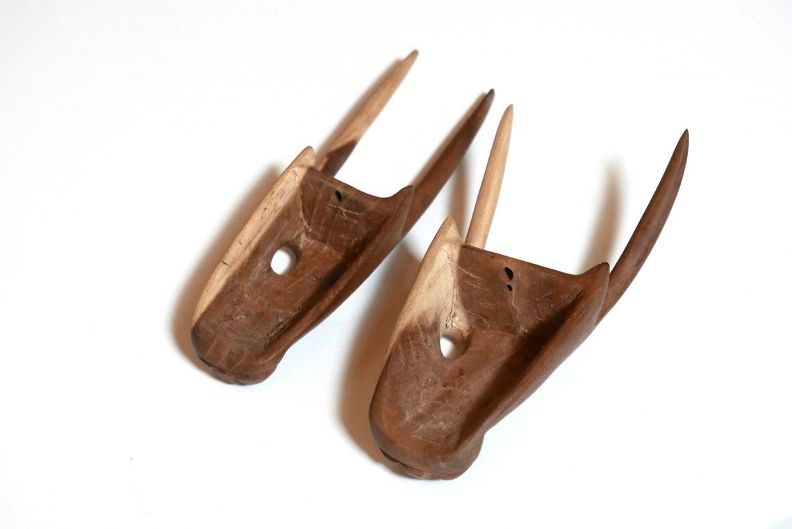 Wooden wall animal heads, 70s