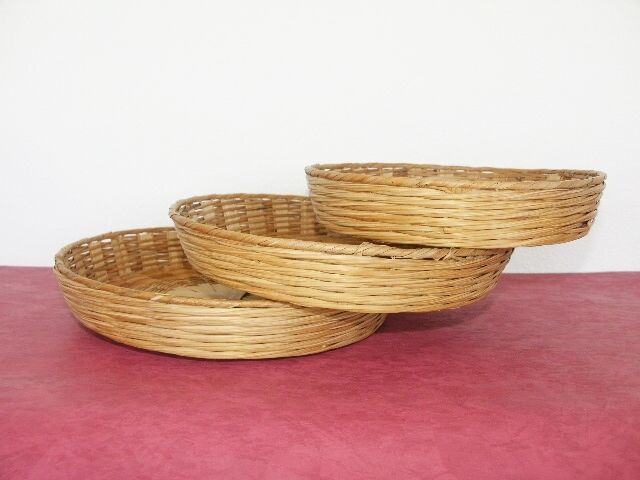 Lot 3 baskets gigogne in vintage rattan 70s/80s