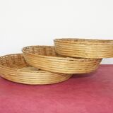 Lot 3 baskets gigogne in vintage rattan 70s/80s