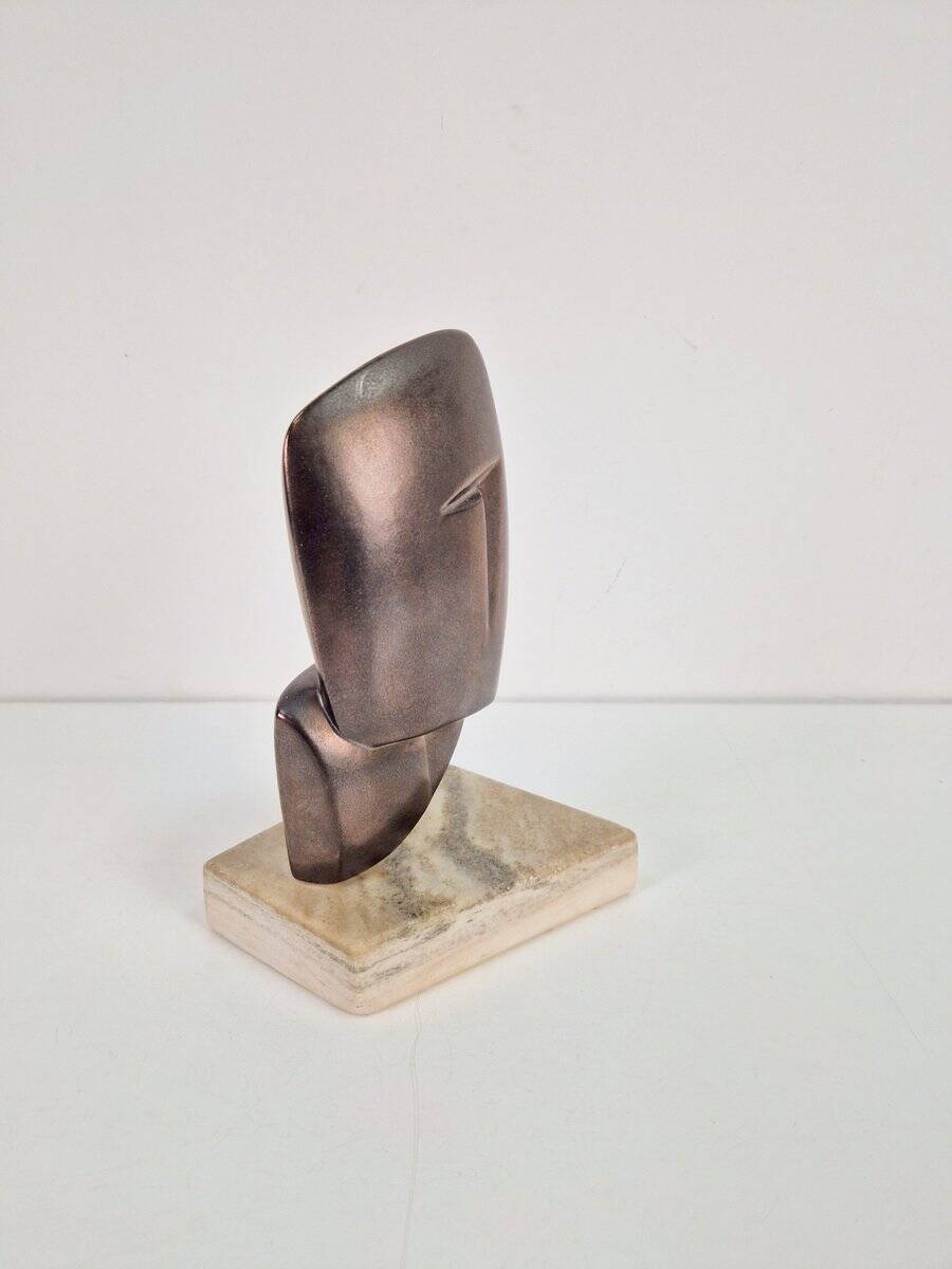 Sculpture abstraite vintage sur socle en marbre, années 1960