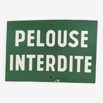 Plaque émaillée « Pelouse interdite »