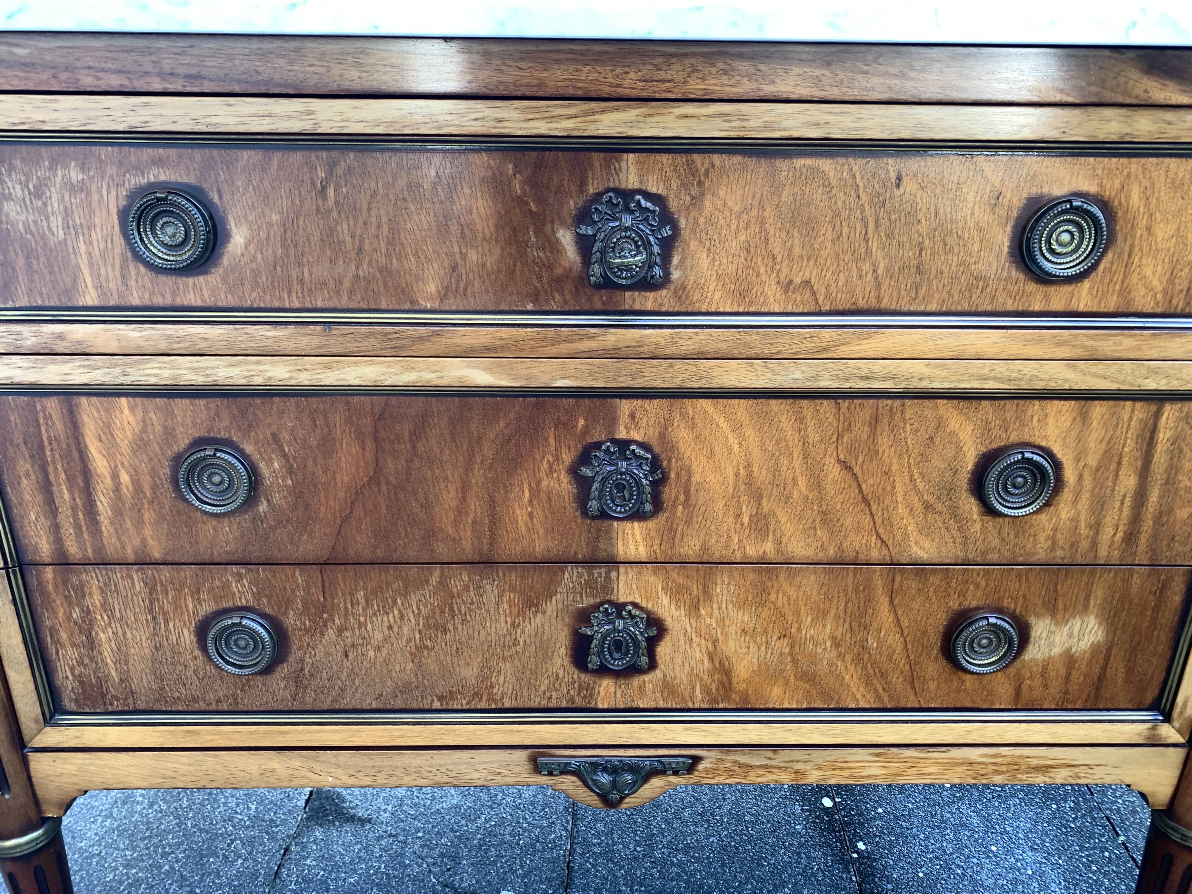 Louis XVI style solid wood chest of drawers, 3 drawers, second half of the twentieth century