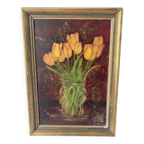 Painting yellow tulip flowers