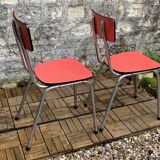 Pair of red Formica chairs Roc 1960