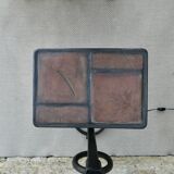 Wrought iron floor lamp with ceramic shelf herbarium decoration