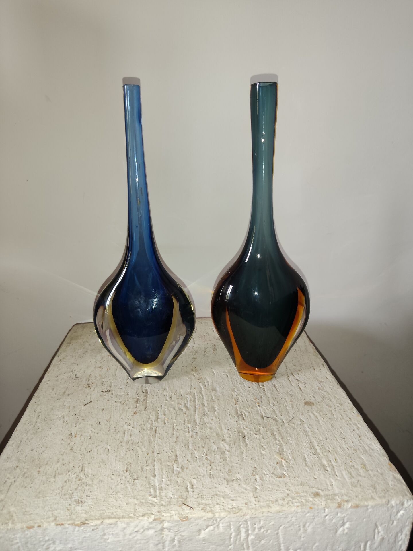 Vase x2 glass Sommerso Murano Italy