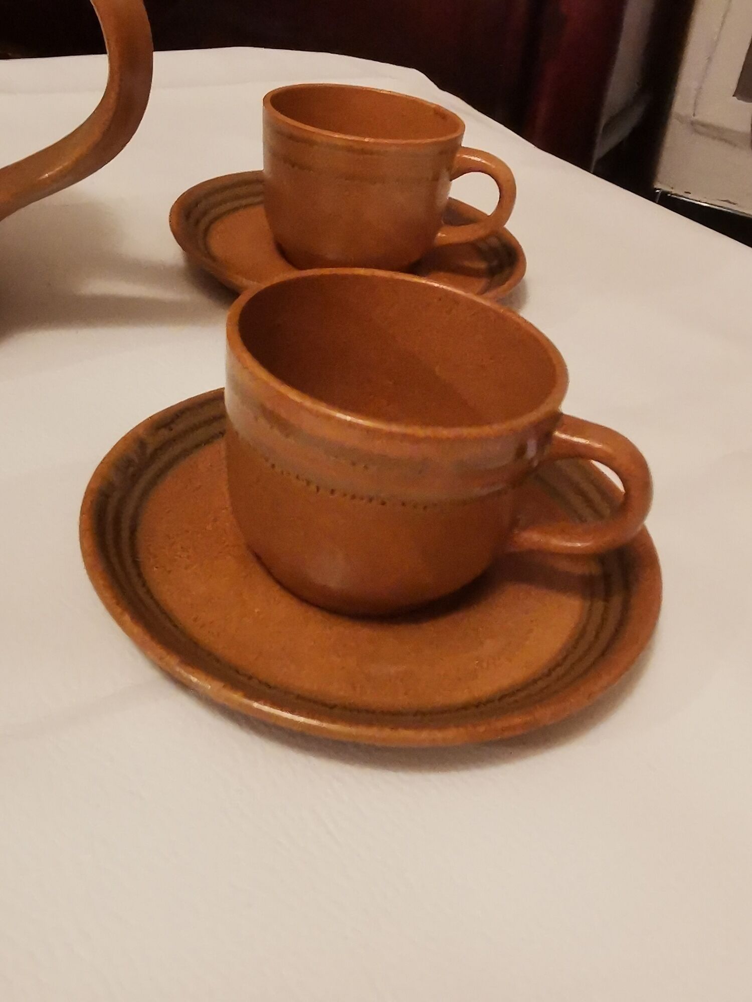 Coffee service or tea in Sarguemine sandstone from the 'Art Workshop of Lorraine'