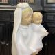Virgin and child in quimper faience with ivory background by bel delecourt