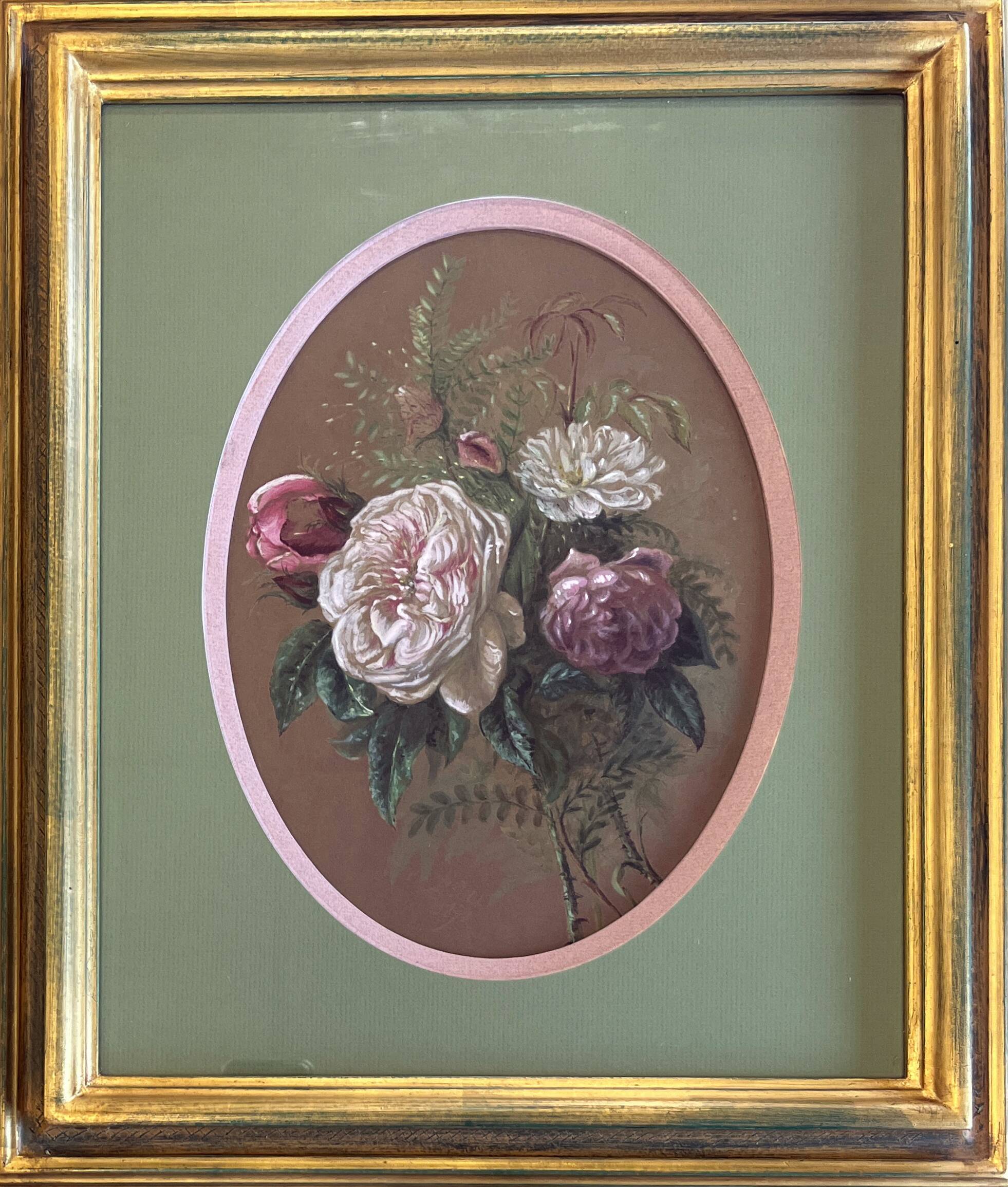 GSP painting "Jetty of roses" late 19th century with frame