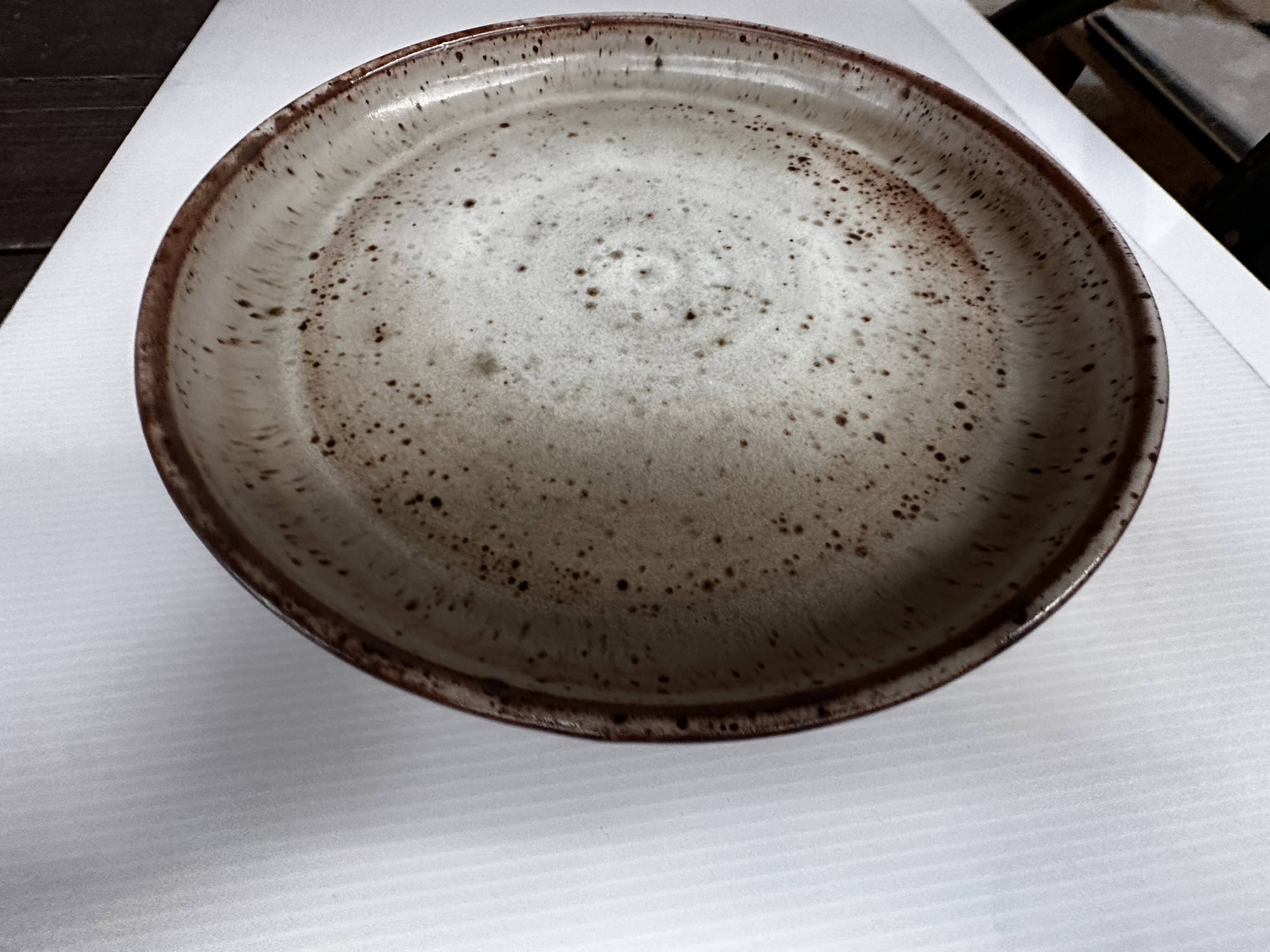 Large round stoneware dish signed Vallauris origin Diameter 30 cm