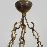 Old chandelier basket Napoleon III glass tassels, bronze structure. Chandelier tassels