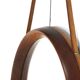 Round teak danish mirror with leather strap