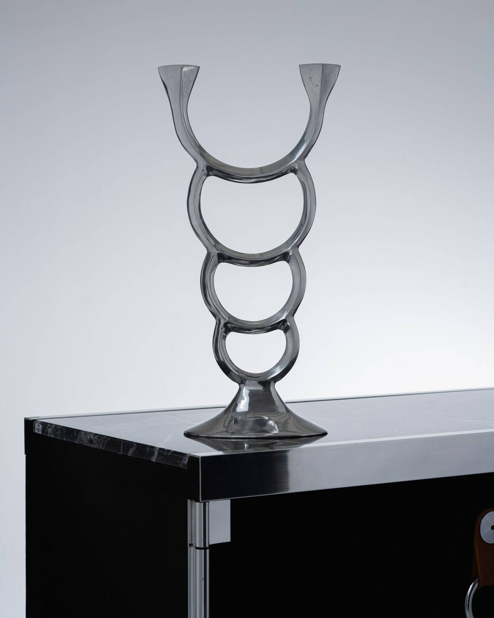 Sculptural metal candle holder, 1970s