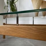 Scandinavian table blond teak and glass 60